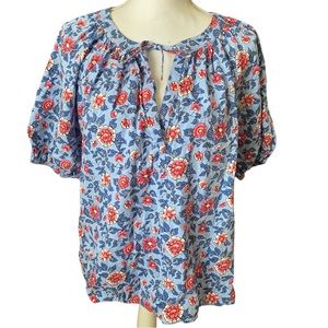 LOFT Blue Floral Blouse